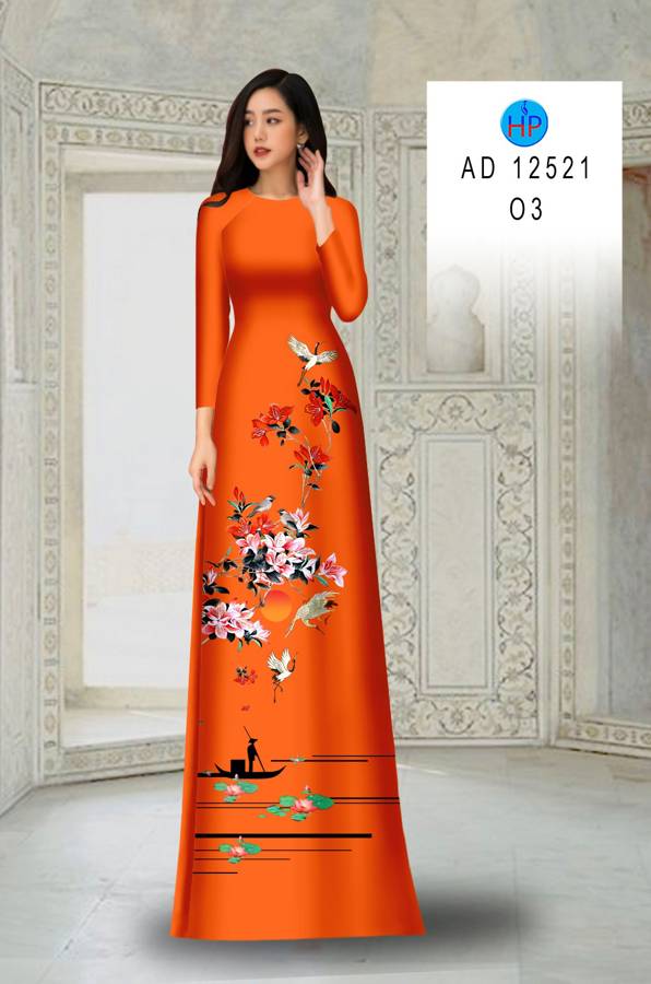Vải Áo Dài Hoa In 3D AD 12521 30
